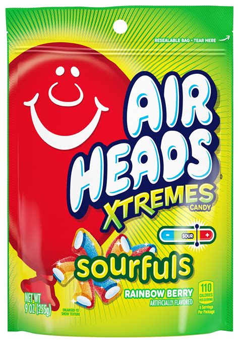 Airheads Xtremes Sourfuls Resealable Stand Up Bag Rainbow Berry 9