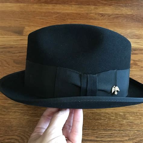 Vintage Stetson Royal Deluxe Black Hat Fedora Eagle Pin Etsy