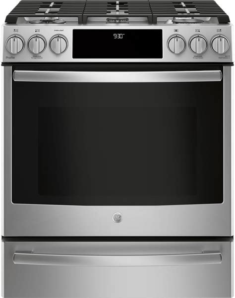 Ge Profile Stainless Steel Pgs930selss 30 Slide In Front Control Gas Range With 56 Cu Ft