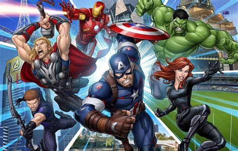 Wallpaper Art Hulk Captain America Thor The Avengers Black Widow