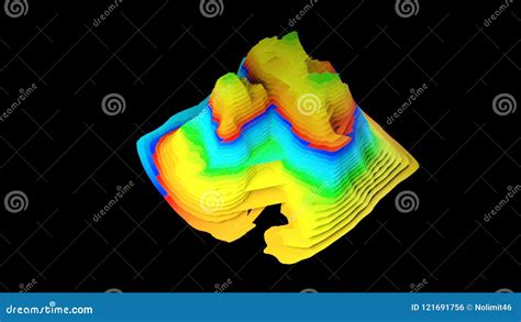 3d Topographic Map Background Concept With Colored Layers Rendering