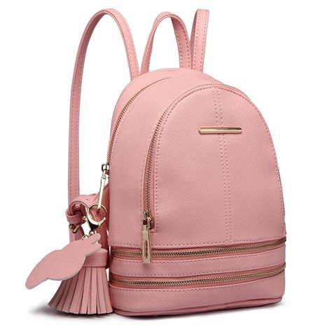 Lt1705 Miss Lulu Pu Leather Look Small Fashion Backpack Pink