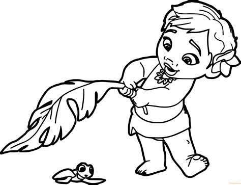 Baby Moana Coloring Page  Free Coloring Pages Online