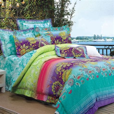Turquoise Lime Green Purple And Red Bohemian Style Luxury Paisley Park