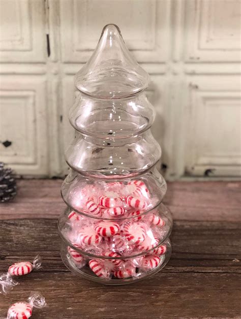 Anchor Hocking Glass Christmas Tree Apothecary Jar Candy Jar Etsy