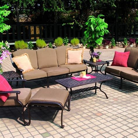 Darlee Ten Star Piece Cast Aluminum Patio Conversation Seating Set With Coffee Table End