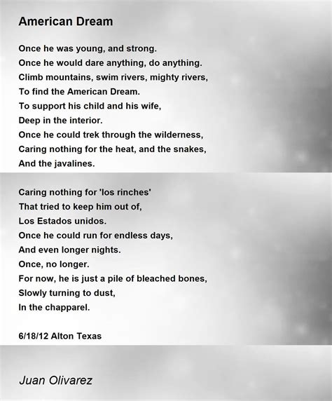 American Dream Poem by Juan Olivarez - Poem Hunter Comments