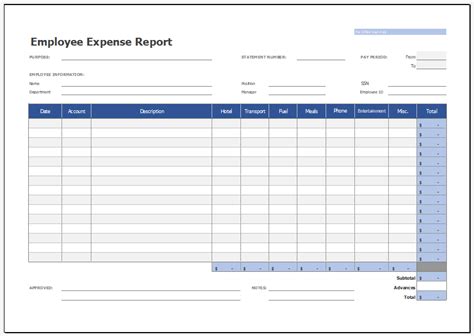 Excel Template Expense Report Database