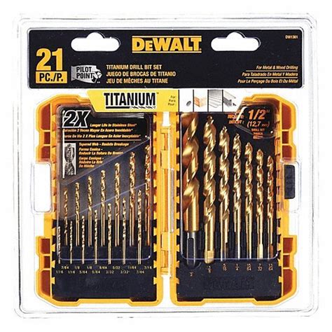 Dewalt Dw1361 21 Pc Pilot Pointr Titanium Drill Bit Set