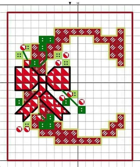 Christmas Bows Alphabet Cross Stitch Pattern C
