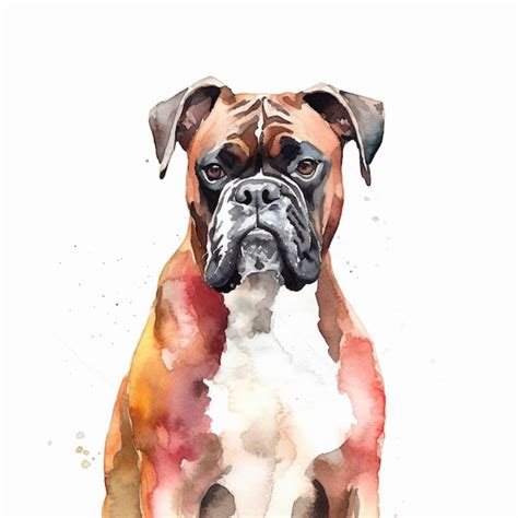 Premium Ai Image There Is A Watercolor Painting Of A Boxer Dog