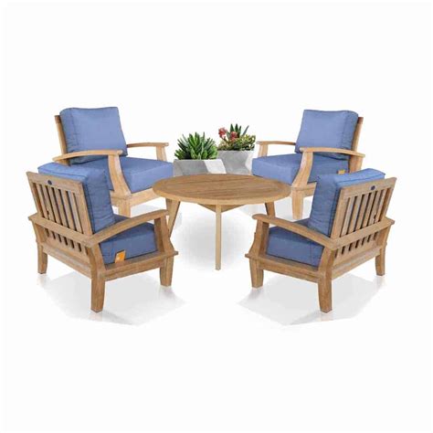 Vintage inspired outdoor teak dining & lounging furniture. 5 Pc Teak Deep Seating Conversation Set - Bali chairs and ...
