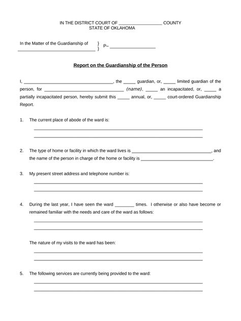 Oklahoma Report Guardianship Form Fill Out And Sign Printable Pdf