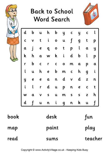Back To School Word Search Easy Easy Word Search Word Puzzles For