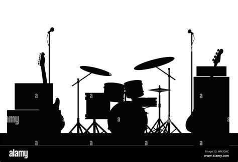 Rock Band Equipment Silhouette Stock Vector Image Art Alamy