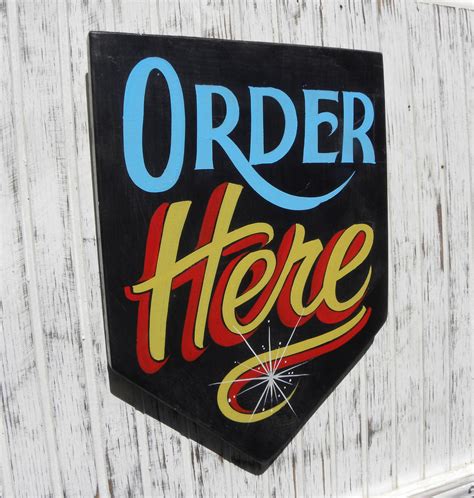 Order Here Sign Hand Painted Faux Vintage Wooden Sign Hand Painted
