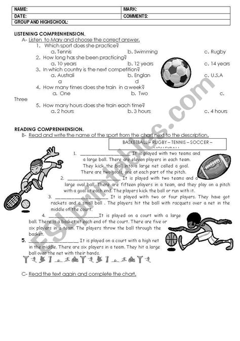 24 Sports Reading Comprehension Worksheets Pdf Background Reading