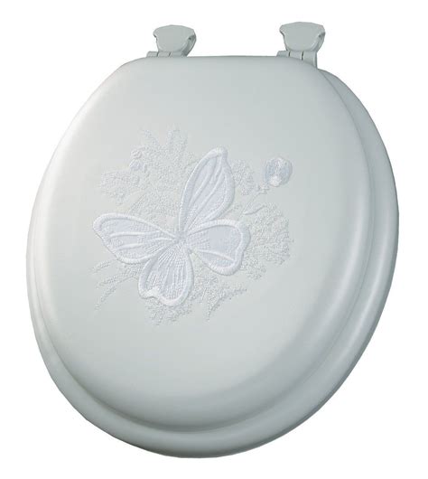 Mayfair 1386ec 000 Butterfly Embroidered Soft Toilet Seat Round White