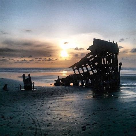 Along The Coast Of Oregon The Iron Skeleton Of A 100 Year Old