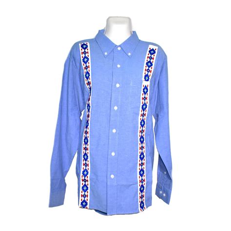 Camisa Bordada Guía Punto De Cruz Azul Y Blanca Con Bordados Para