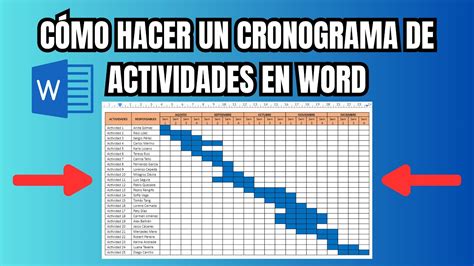 Cómo hacer un cronograma de actividades en Word PLANTILLA DE