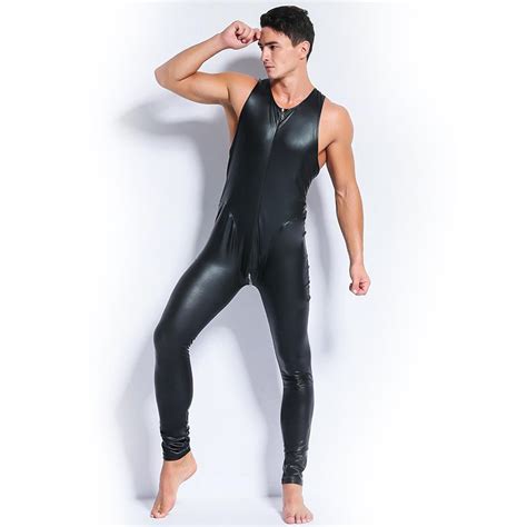 Sexy Lingerie Gay Mens Bondage Bodysuit Fetish Patent Leather Latex