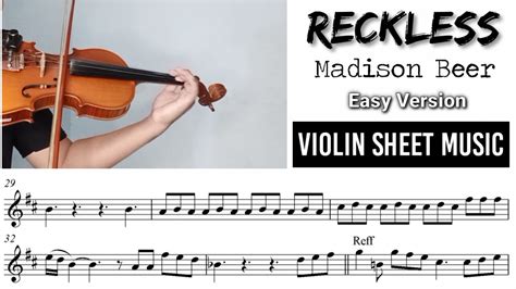 Free Sheet Reckless Madison Beer Violin Sheet Music Youtube