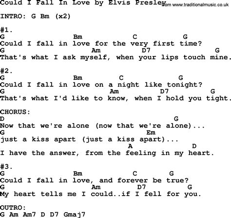 Could I Fall In Love By Elvis Presley Lyrics And Chords
