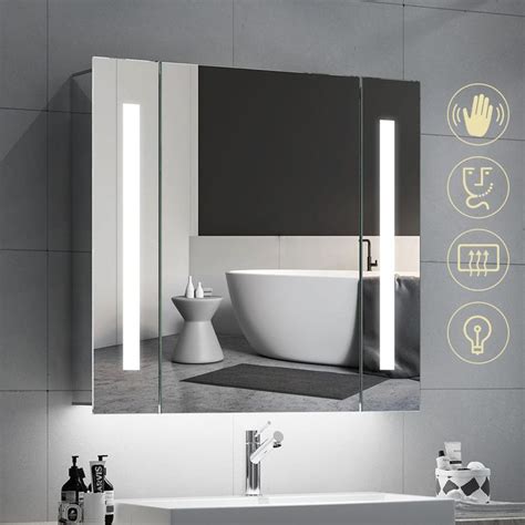 Quavikey 650 X 600mm Led Illuminated Bathroom Mirror Cabinet Aluminum Bathroom Mirror With