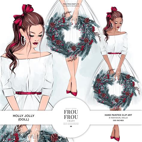 Winter Christmas Dolls Clip Art | Custom-Designed Illustrations ~ Creative Market