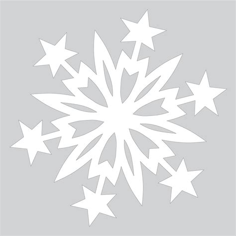 The snowflake templates are incredibly easy to use. Paper Snowflake Pattern with Christmas Stars Cut out Template | Free Printable Papercraft Templates