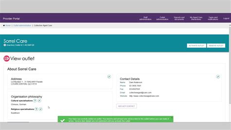 My Aged Care Provider Portal How To Configure Outlet Information