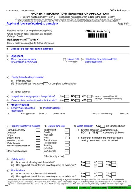 Form 24a Fill Out Sign Online And Download Fillable Pdf Queensland