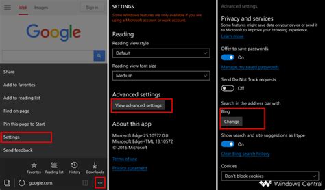 Scroll down and click on advanced settings. How to change the default search engine in Microsoft Edge ...
