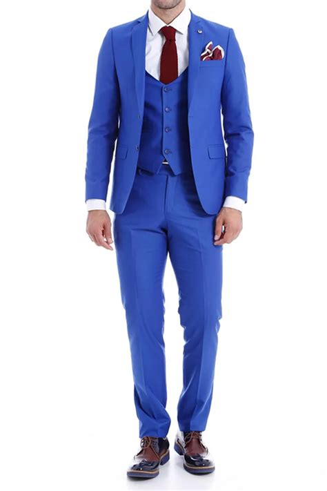 custom two button blue groom suit with notch lapel for weddings proms and dinners includes