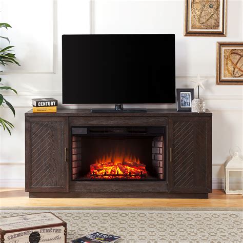 Longfire Tv Stand With Electric Fireplace For Tvs Up To 33 White