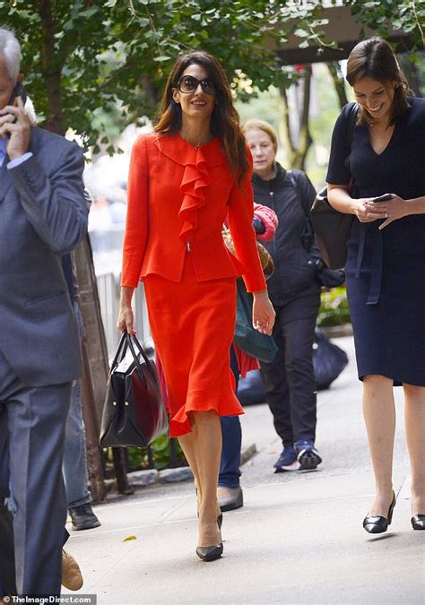 Amal Clooney Is Effortlessly Chic In Sophisticated Red Ruffled Blazer