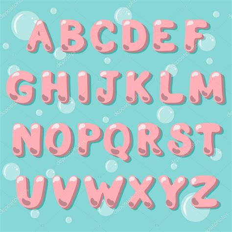 Alfabeto Vectorial Catoon En Estilo Goma De Mascar Letras De Burbujas
