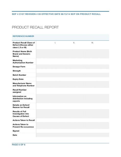 Sop For Product Recall