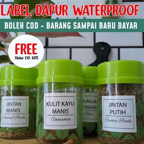 Sticker Botol Label Dapur WhitePP Kitchen Decoration Waterproof Spice