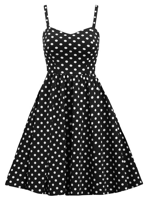 Polka Dot Retro Inspired Swing Dress With Pockets In Black And White Double Trouble Apparel