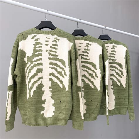 Kapital Green Hollowed Skeleton Sweater