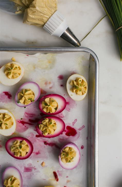 Naturally Dyed Pickled Deviled Eggs A Cozy Kitchen