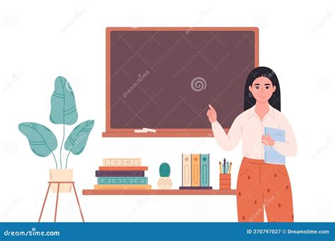 Asian Female Teacher At Classroom Near Blackboard Education Lecture