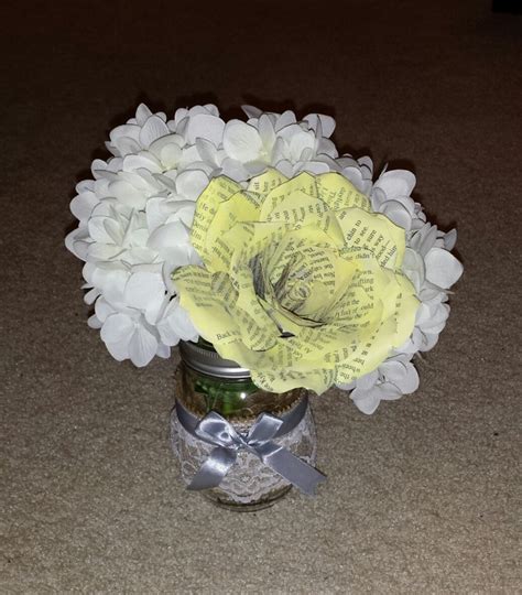 Compare prices on popular products in home decor. Wedding Centerpiece. #hydrangea #ribbon #DIY #lovepagepetals #yellow #gray #grey #wedding # ...