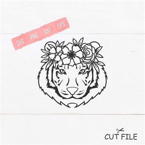 Floral Tiger With Flowers Svg Shirt Print Etsy