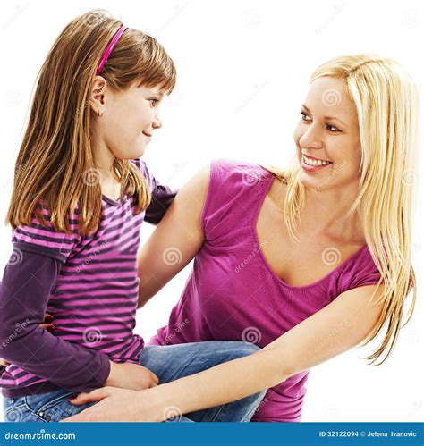 Mother And Daughter Smile At Each Other Lovingly Stock Photo Image Of