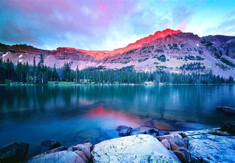 Nature Sunset Mountain Lake Forest Landscape Water Wallpapers HD Desktop And Mobile