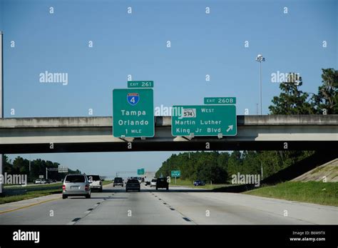 I 4 Interstate Highway Heading North Towards Tampa Florida Usa Stock