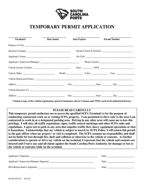 Fillable Online Temporary Vehicle Permit Form Fax Email Print Pdffiller